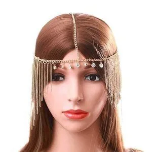 Accessories Jovono Boho Head Chain Gold Rhinestone Headpiece